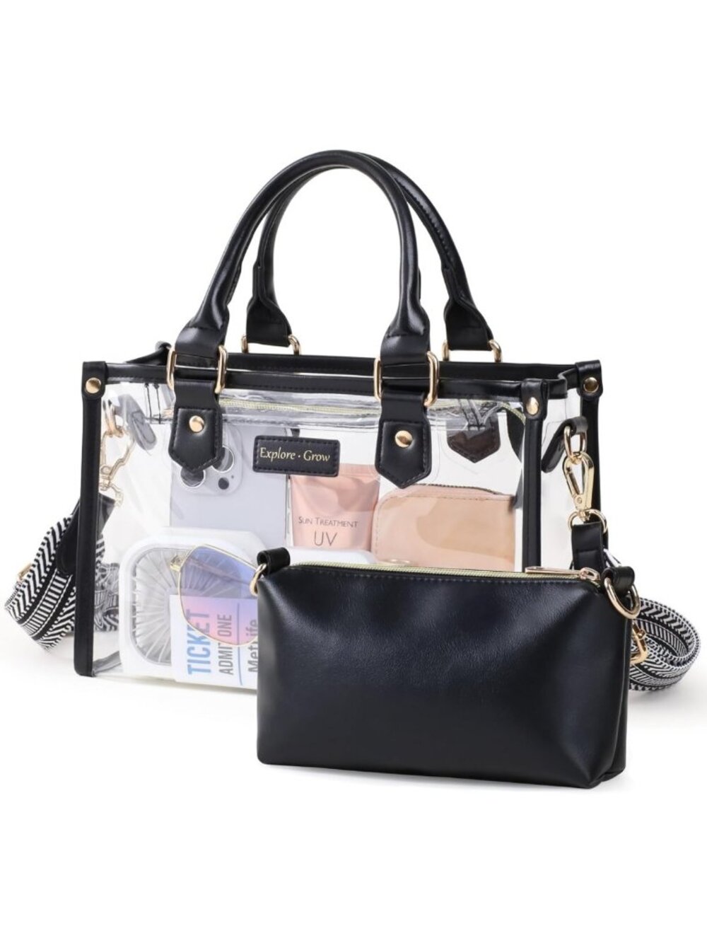 Clear Tote Bag for Women - Stadium Approved Small Purse, Stylish & Versatile